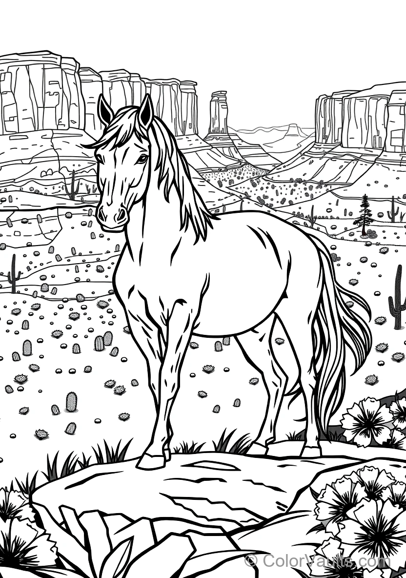 Wild Mustang Horse Standing Proud on a Rocky Desert (Scene 9)