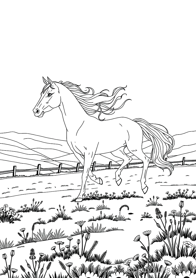 Majestic Arabian Horse with Flowing Mane and Tail (Scene 9)