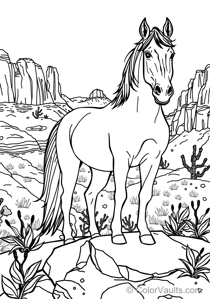 Wild Mustang Horse Standing Proud on a Rocky Desert (Scene 10)