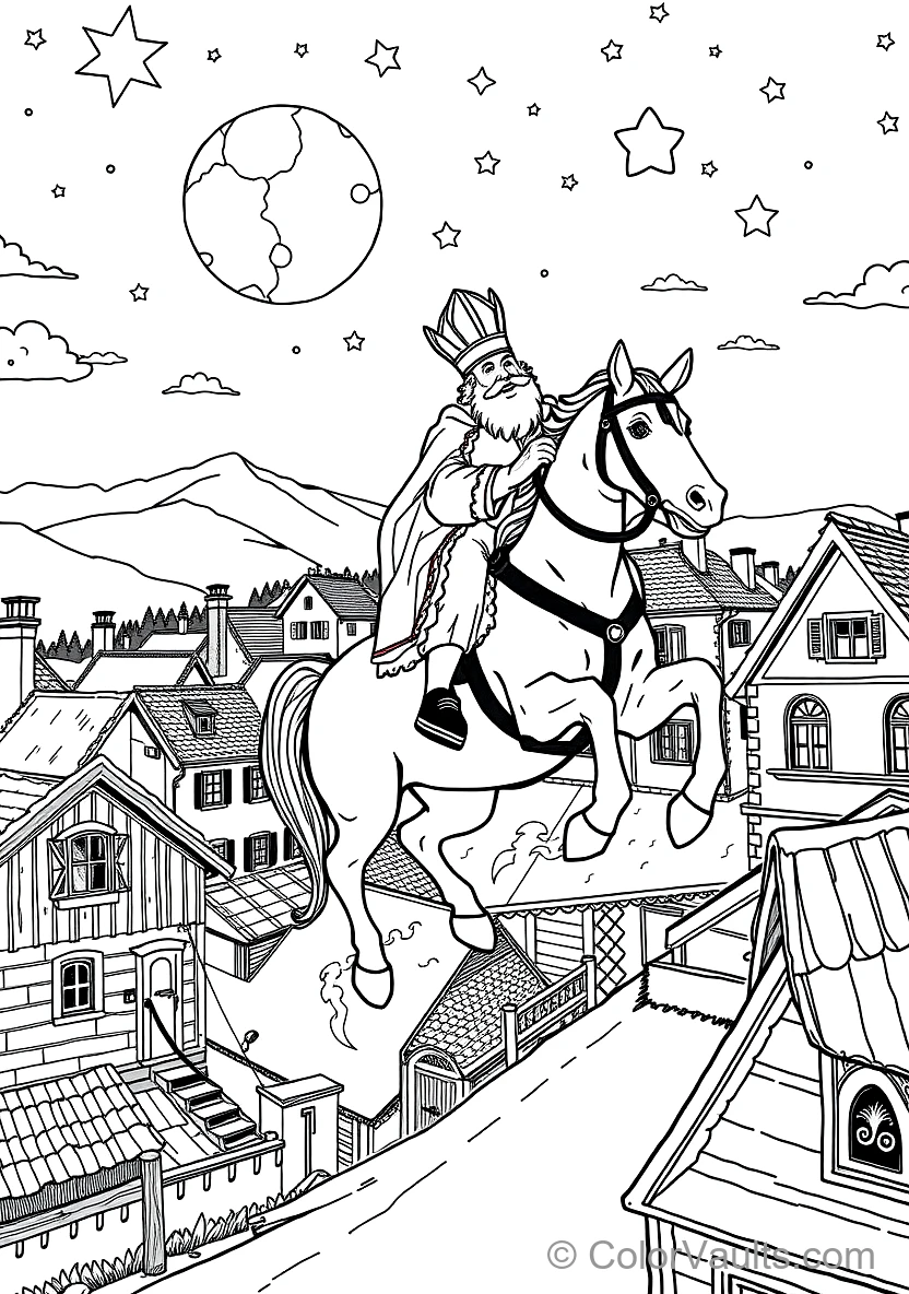 Sinterklaas on His White Horse Amerigo Riding Across (Scene 2)