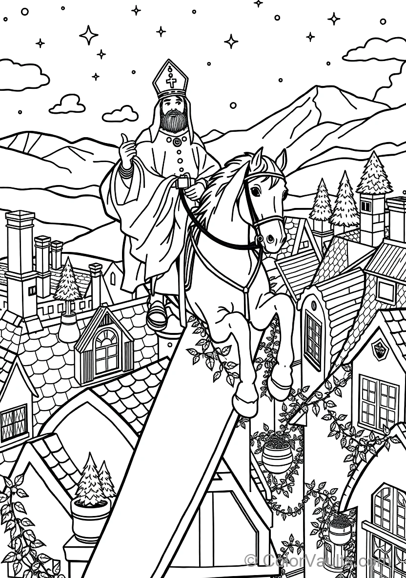 Sinterklaas on His White Horse Amerigo Riding Across (Scene 3)