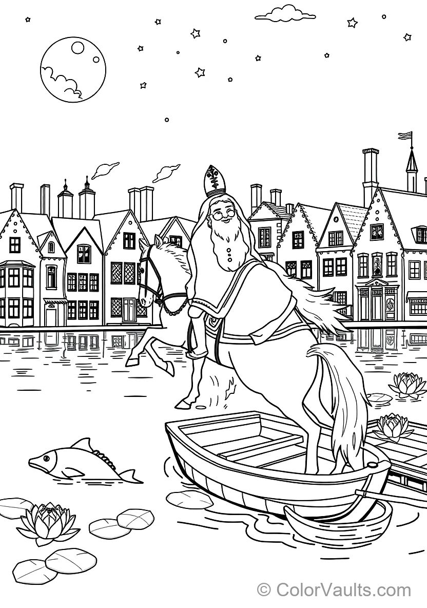 Sinterklaas on His White Horse Amerigo Riding Across (Scene 4)
