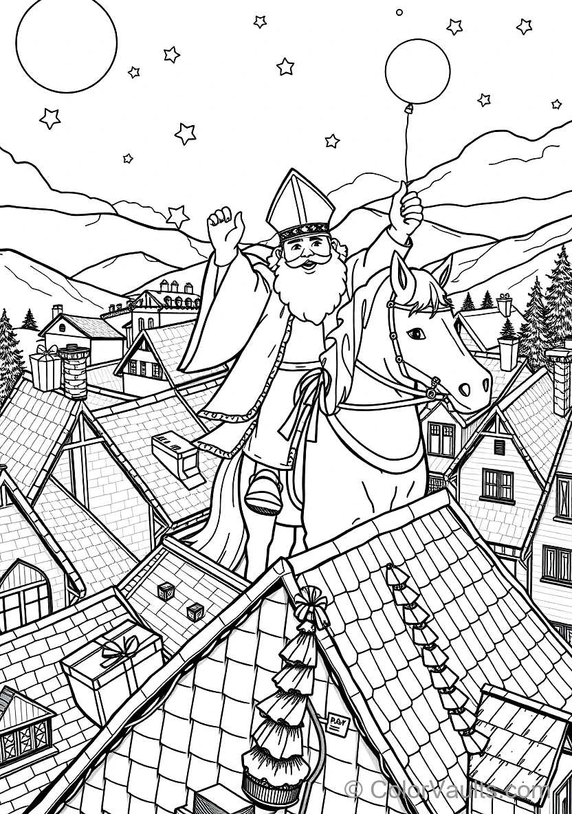 Sinterklaas on His White Horse Amerigo Riding Across (Scene 8)