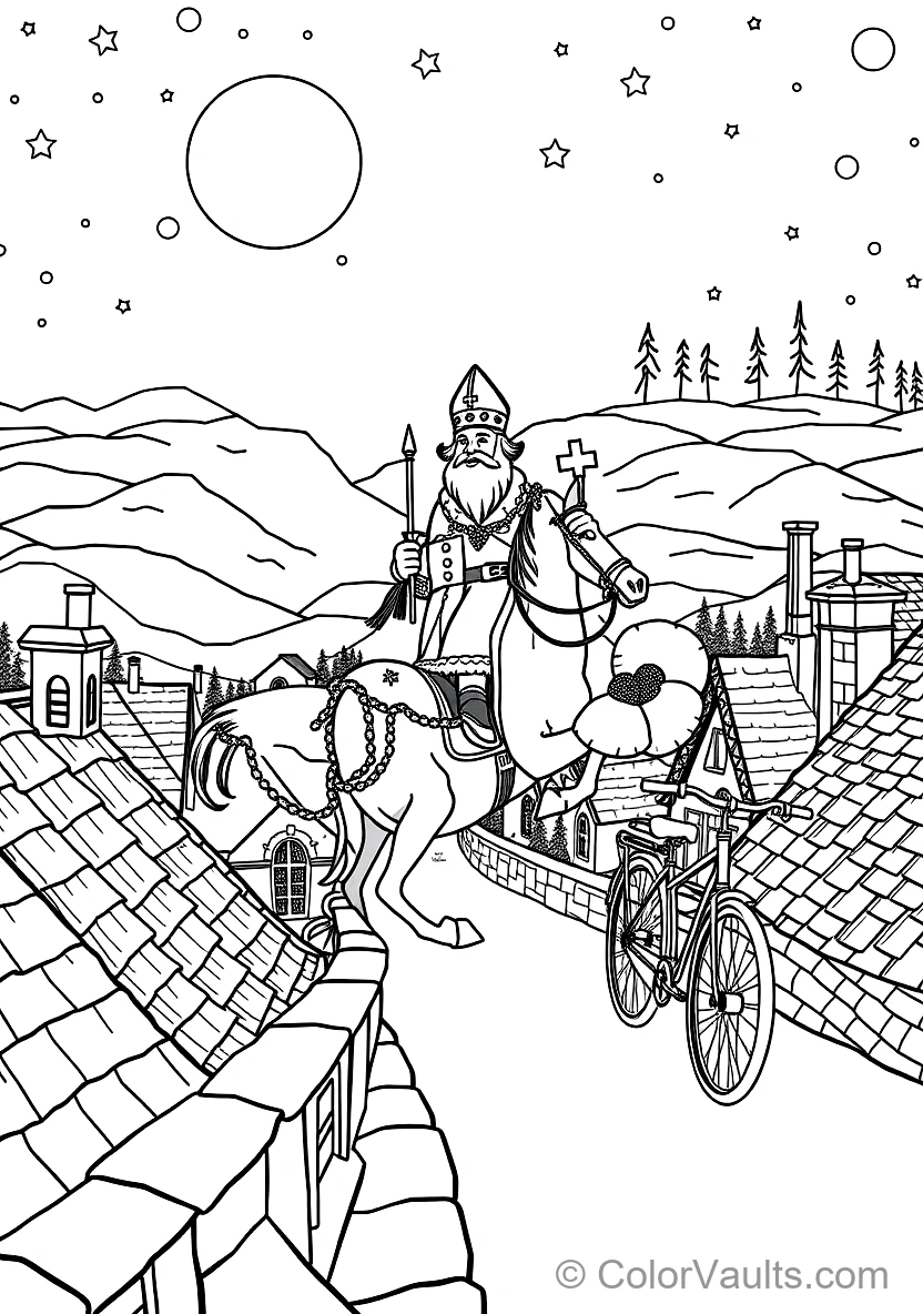 Sinterklaas on His White Horse Amerigo Riding Across (Scene 9)