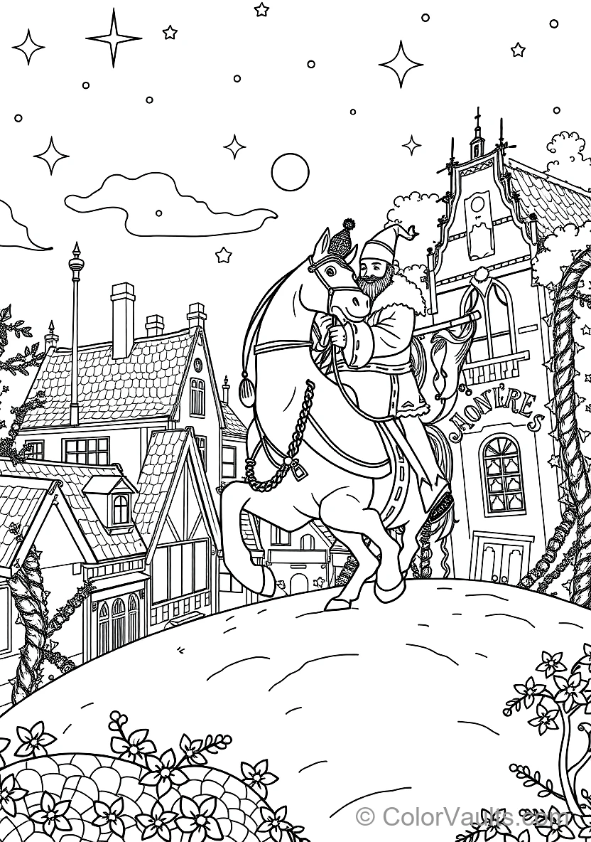 Sinterklaas on His White Horse Amerigo Riding Across (Scene 12)