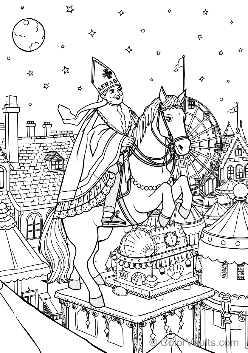 Sinterklaas on His White Horse Amerigo Riding Across (Scene 13)