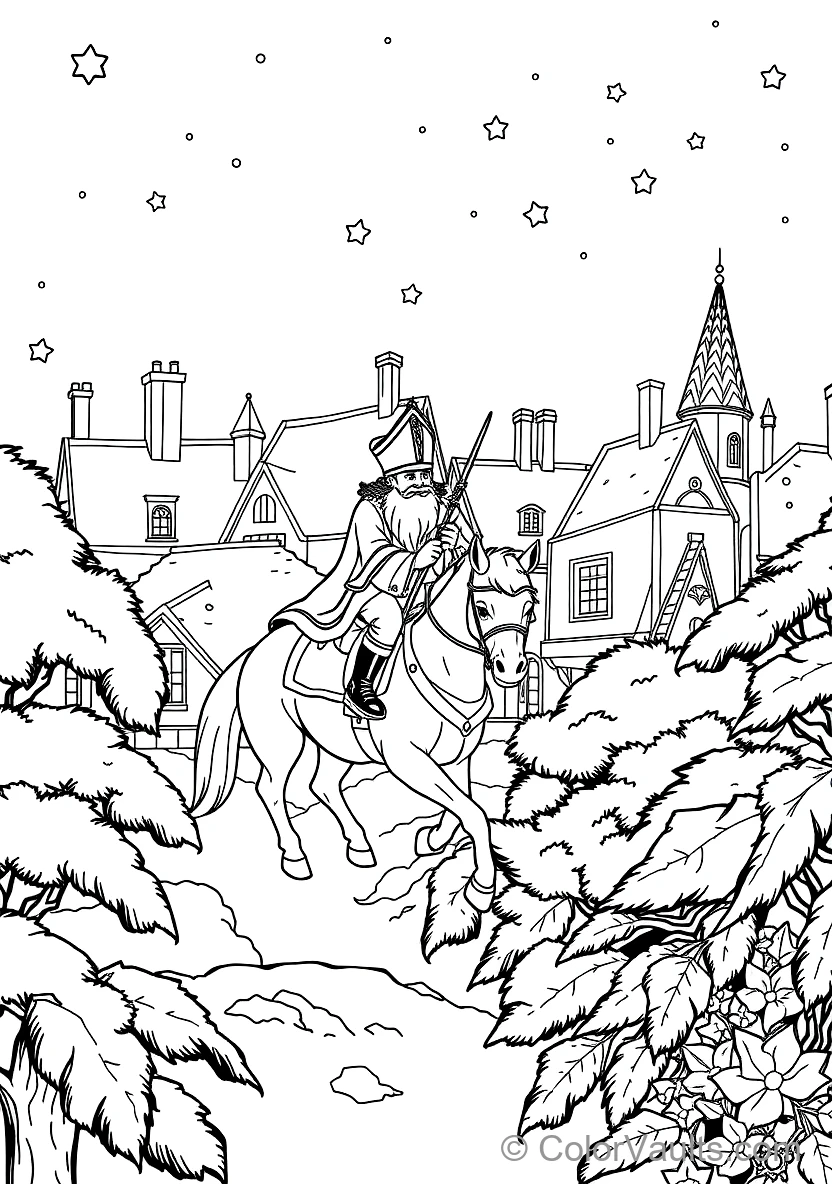 Sinterklaas on His White Horse Amerigo Riding Across (Scene 17)