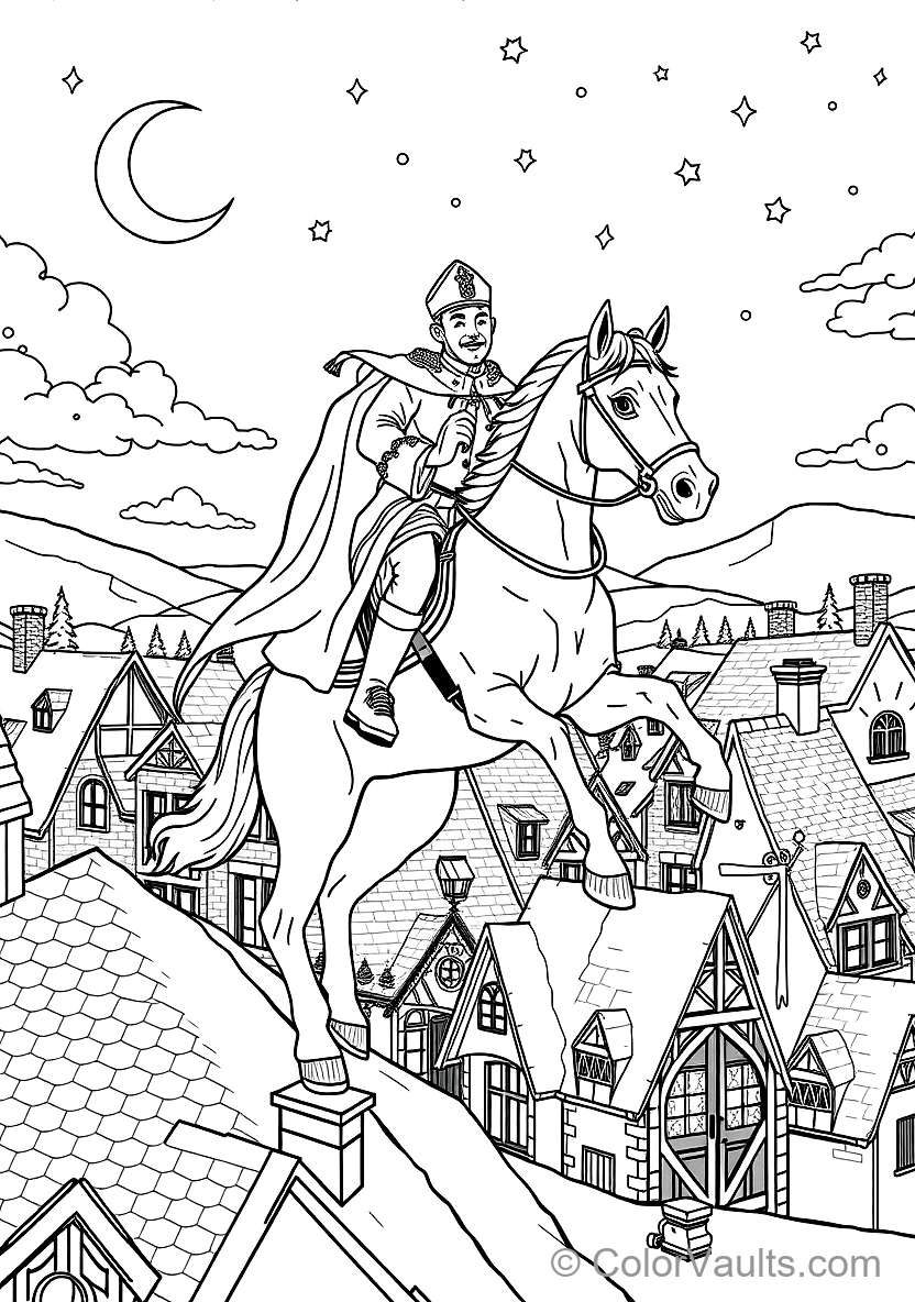 Sinterklaas on His White Horse Amerigo Riding Across (Scene 18)