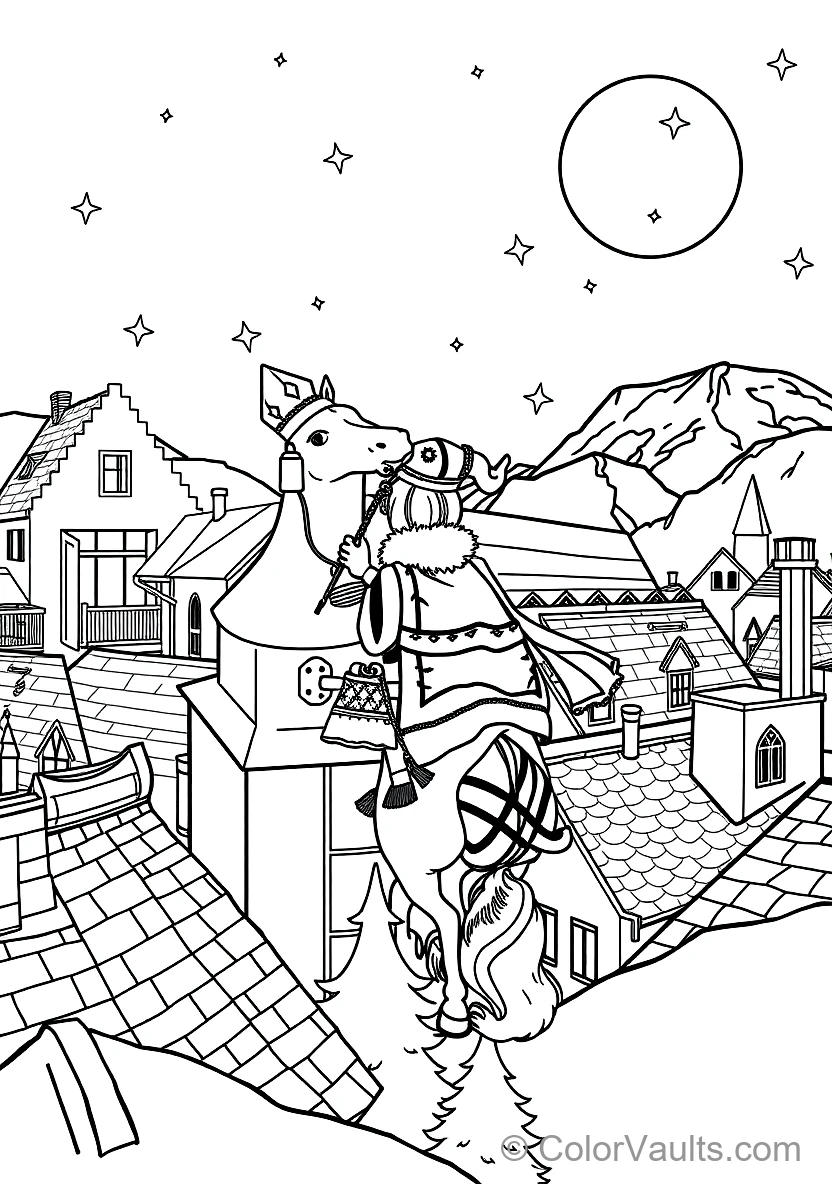 Sinterklaas on His White Horse Amerigo Riding Across (Scene 19)