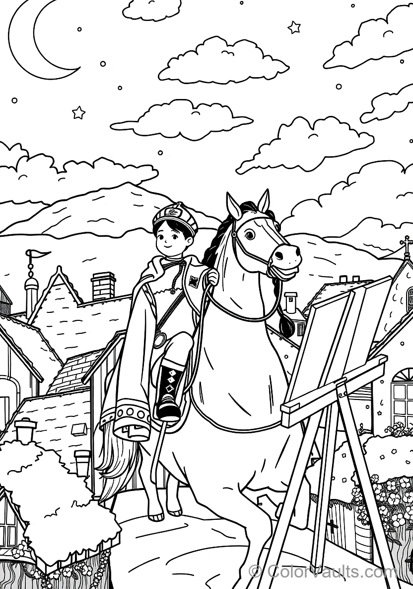 Sinterklaas on His White Horse Amerigo Riding Across (Scene 21)