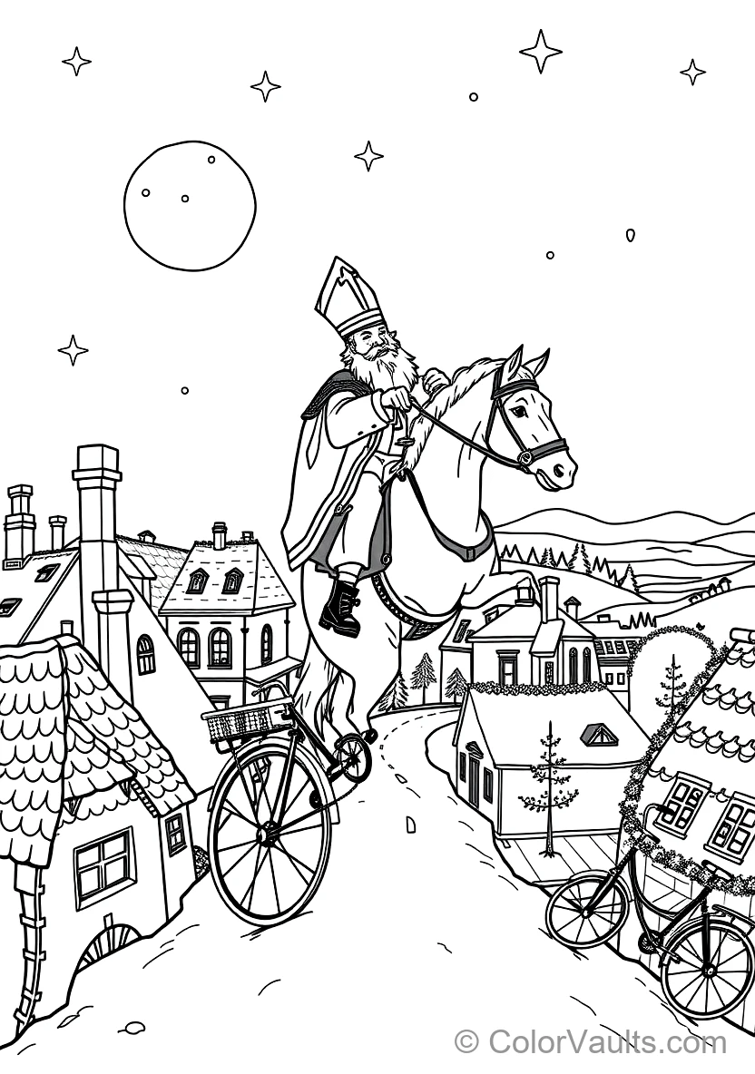 Sinterklaas on His White Horse Amerigo Riding Across (Scene 22)