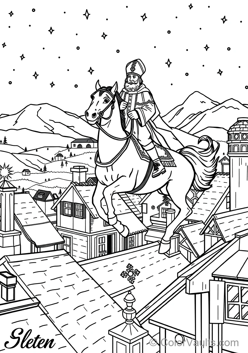 Sinterklaas on His White Horse Amerigo Riding Across (Scene 24)