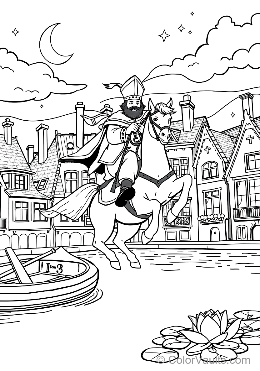 Sinterklaas on His White Horse Amerigo Riding Across (Scene 26)