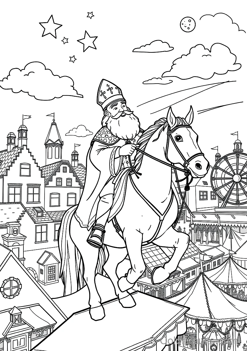 Sinterklaas on His White Horse Amerigo Riding Across (Scene 27)