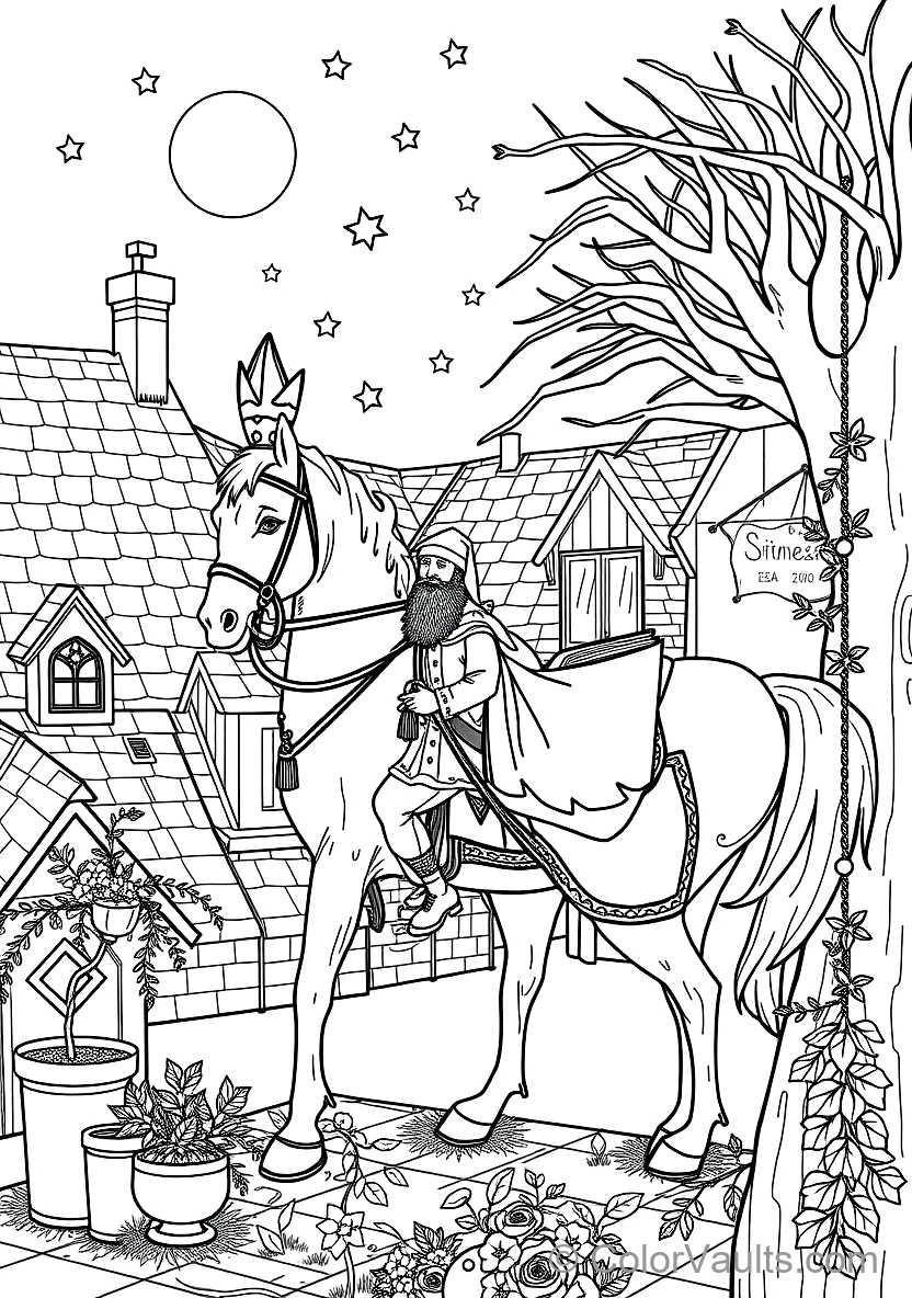 Sinterklaas on His White Horse Amerigo Riding Across (Scene 28)