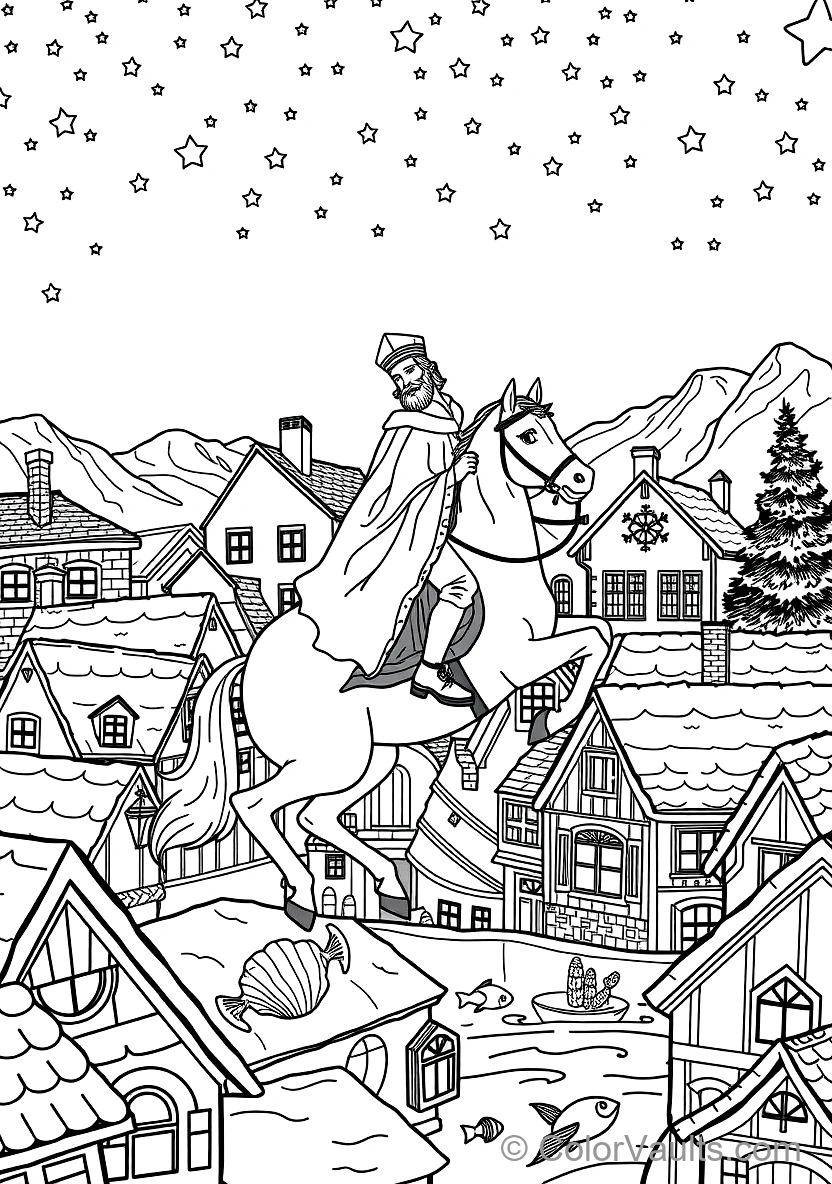 Sinterklaas on His White Horse Amerigo Riding Across (Scene 30)