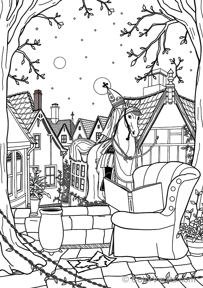 Sinterklaas on His White Horse Amerigo Riding Across (Scene 37)