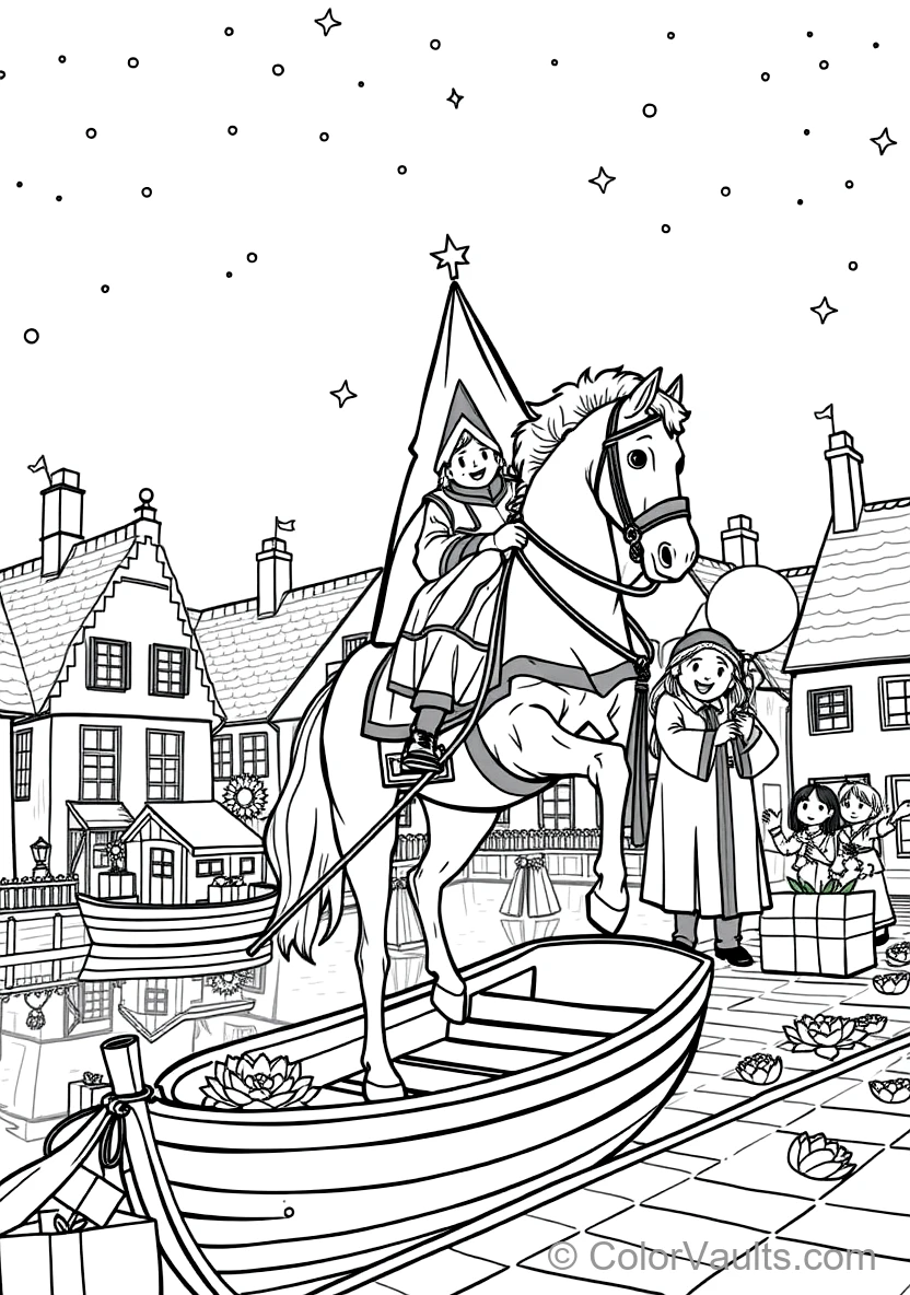 Sinterklaas on His White Horse Amerigo Riding Across (Scene 38)