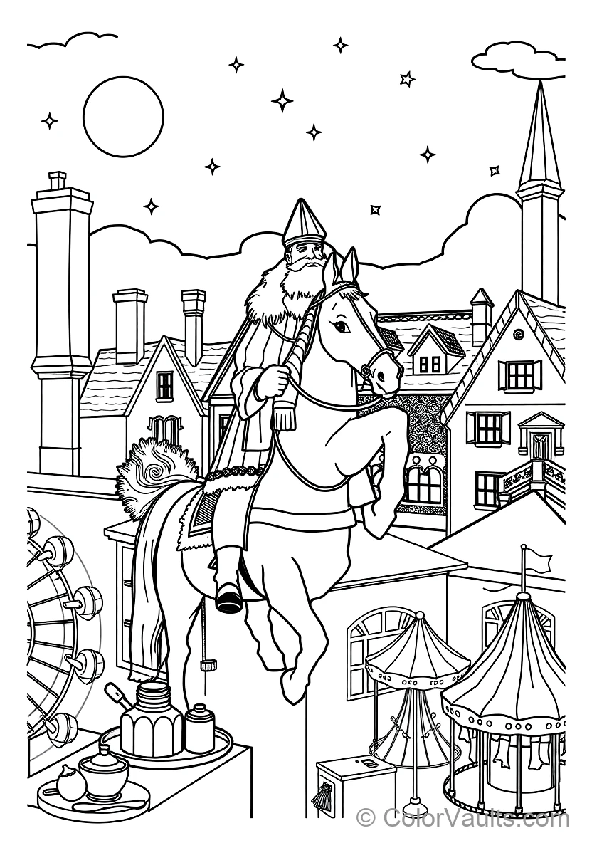 Sinterklaas on His White Horse Amerigo Riding Across (Scene 39)