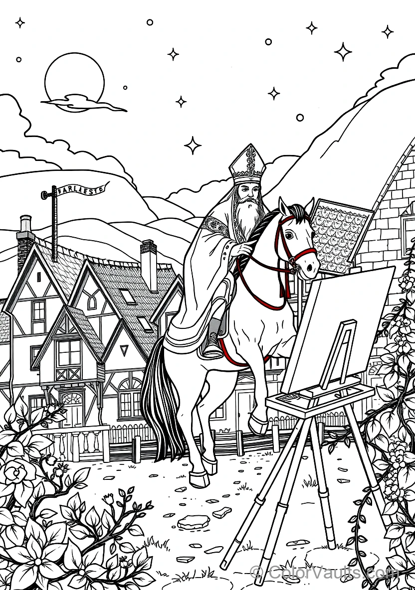 Sinterklaas on His White Horse Amerigo Riding Across (Scene 40)
