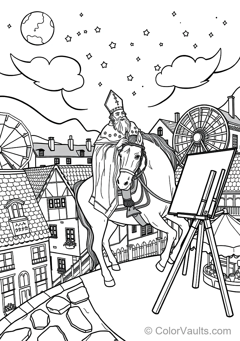 Sinterklaas on His White Horse Amerigo Riding Across (Scene 41)