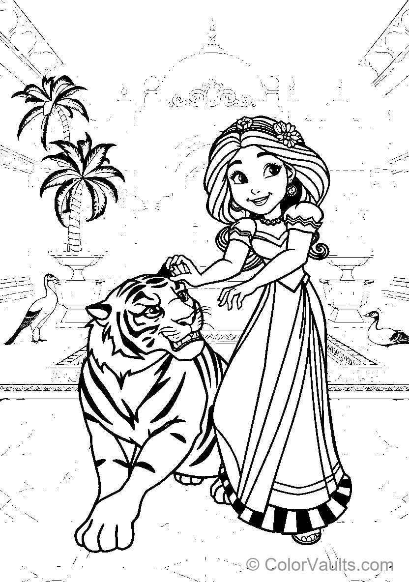A Girl Pets A Tiger In An Exotic Setting