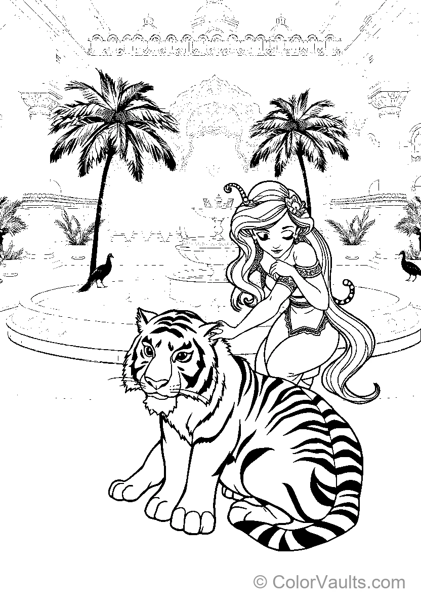 Girl On Tiger Or Tropical Adventure