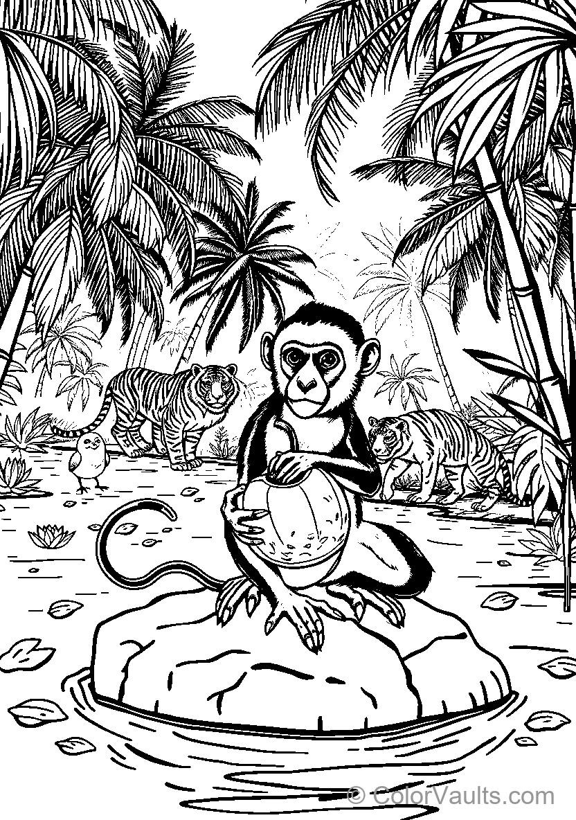 Monkey In Jungle Setting