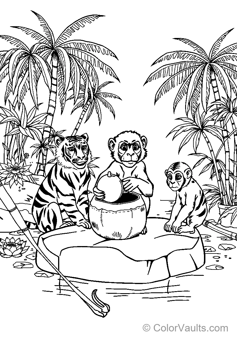 Tiger Monkey Pot Holder And Baby Monkey