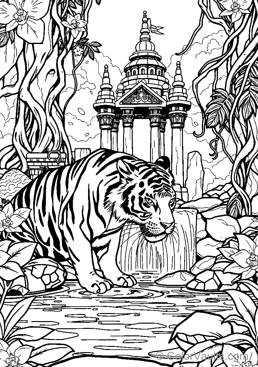 Tiger At Temple Pond