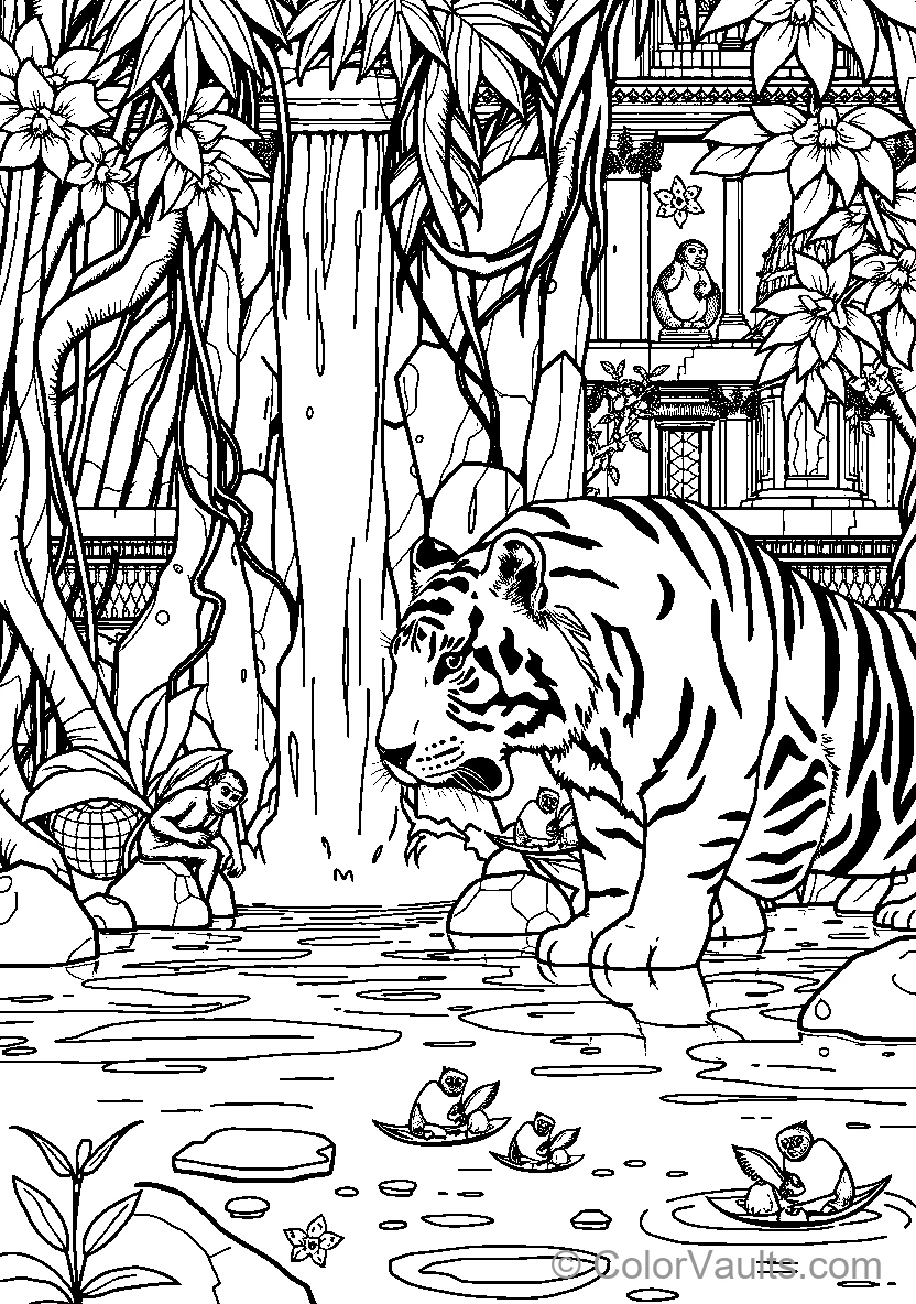 Tiger In Jungle Setting