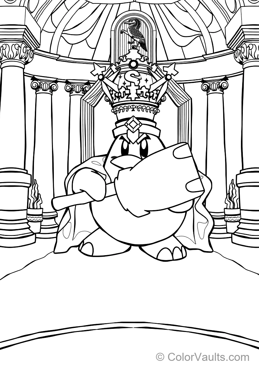 King Dedede the Royal Penguin Holding His Giant Wooden (Scene 2)