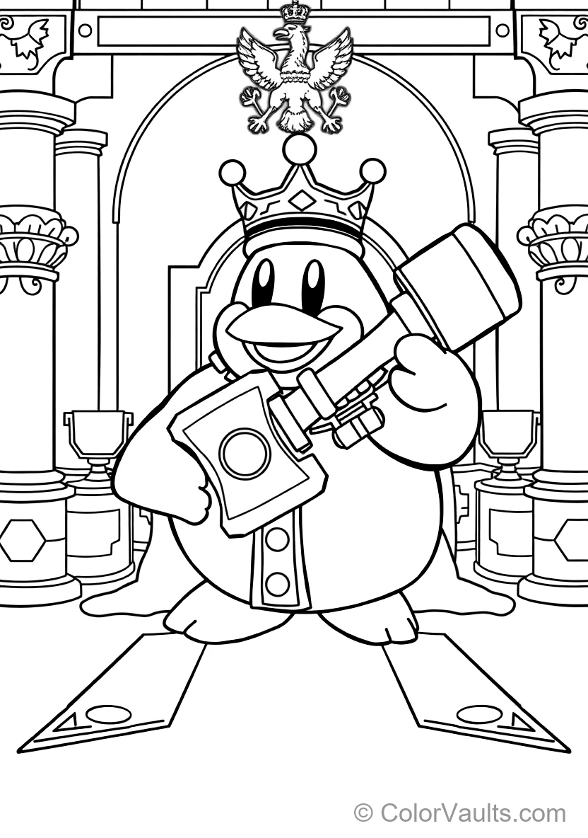 King Dedede the Royal Penguin Holding His Giant Wooden (Scene 4)