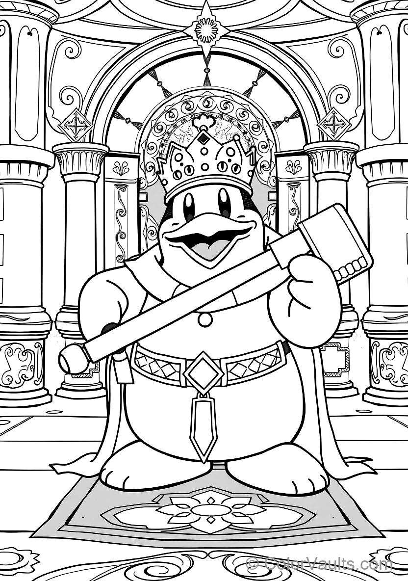 King Dedede the Royal Penguin Holding His Giant Wooden (Scene 6)