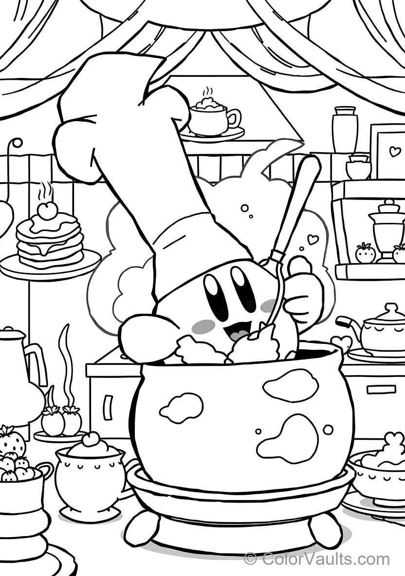 Cook Kirby Wearing a Tall White Chef Hat Stirring a (Scene 11)