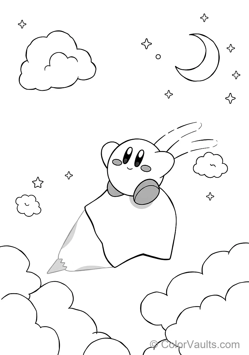 Cute Round Pink Kirby Soaring Joyfully Through (Scene 3)