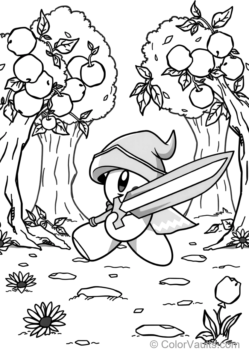Sword Kirby Wearing a Green Elf Cap and Wielding a (Scene 7)