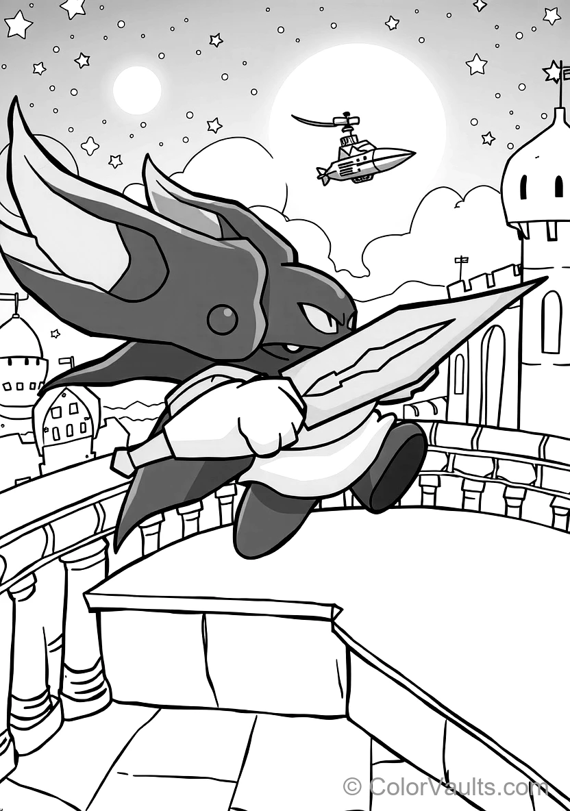 Meta Knight with Dark Winged Cape and Glowing Yellow (Scene 3)