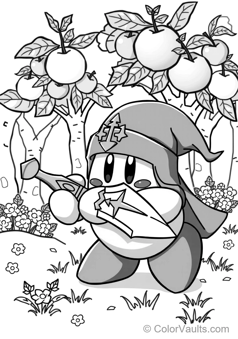 Sword Kirby Wearing a Green Elf Cap and Wielding a (Scene 9)