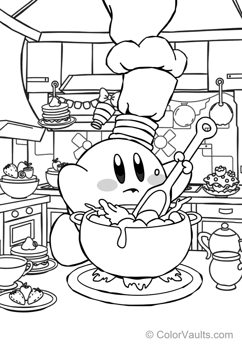 Cook Kirby Wearing a Tall White Chef Hat Stirring a (Scene 13)