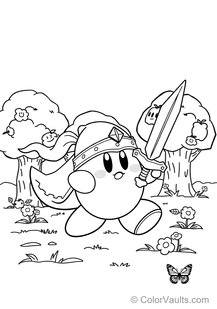 Sword Kirby Wearing a Green Elf Cap and Wielding a (Scene 11)