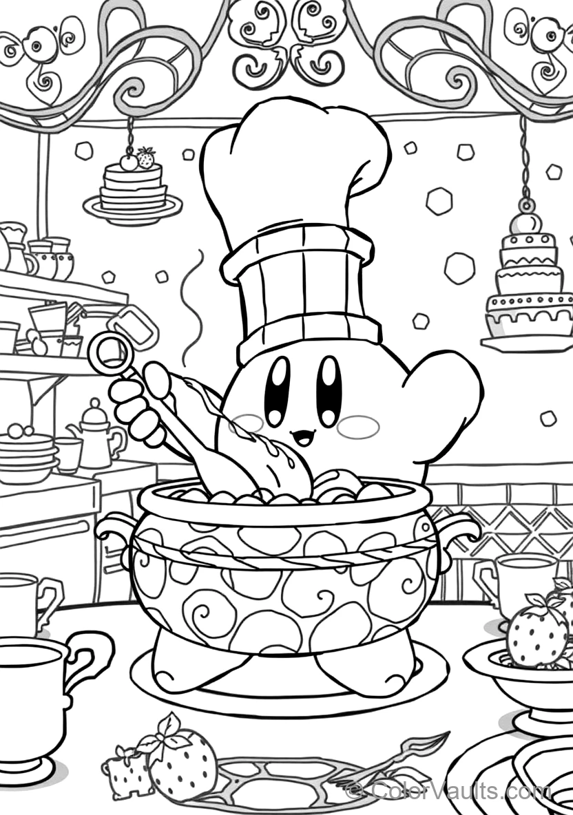 Cook Kirby Wearing a Tall White Chef Hat Stirring a (Scene 17)