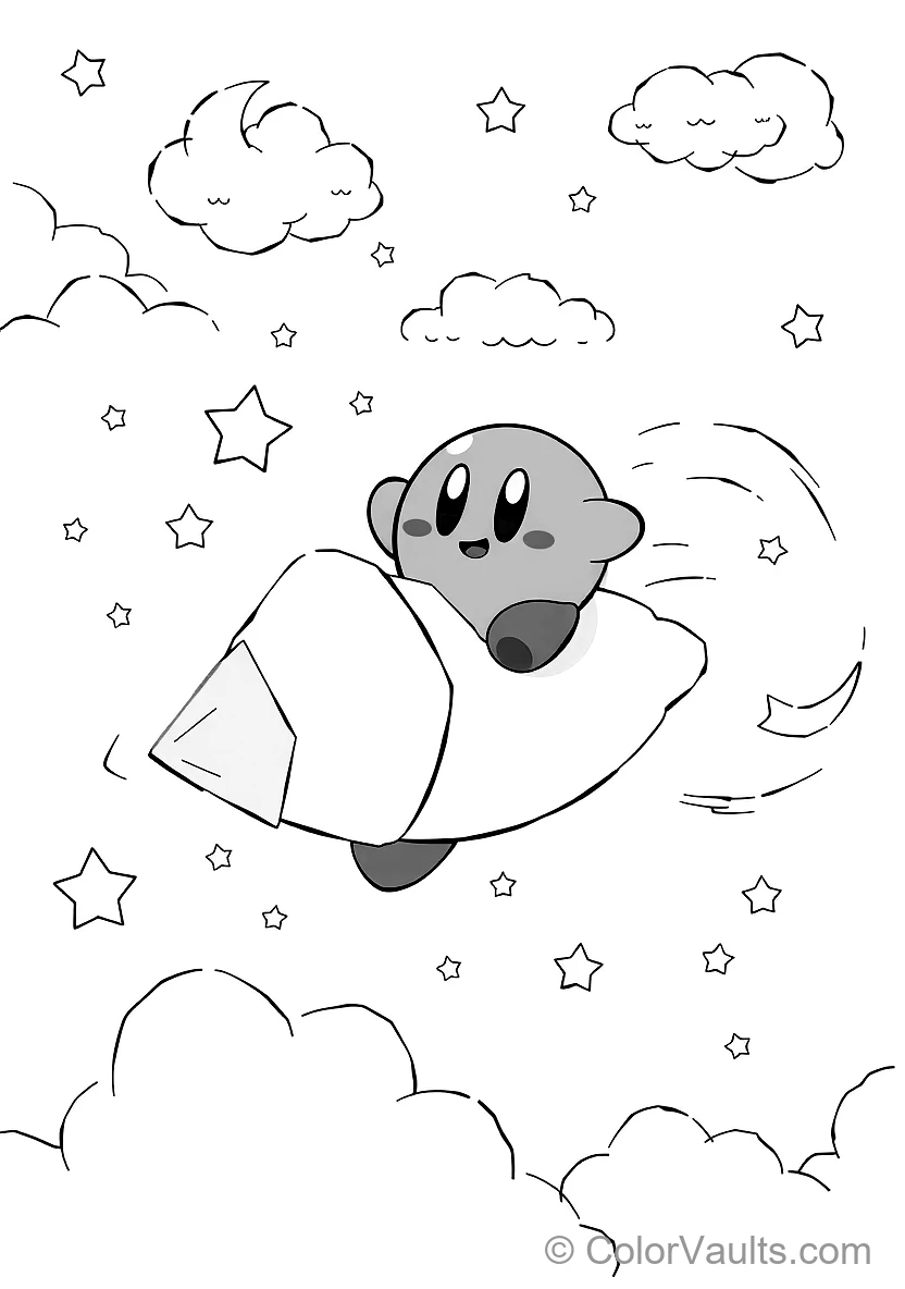 Cute Round Pink Kirby Soaring Joyfully Through (Scene 7)