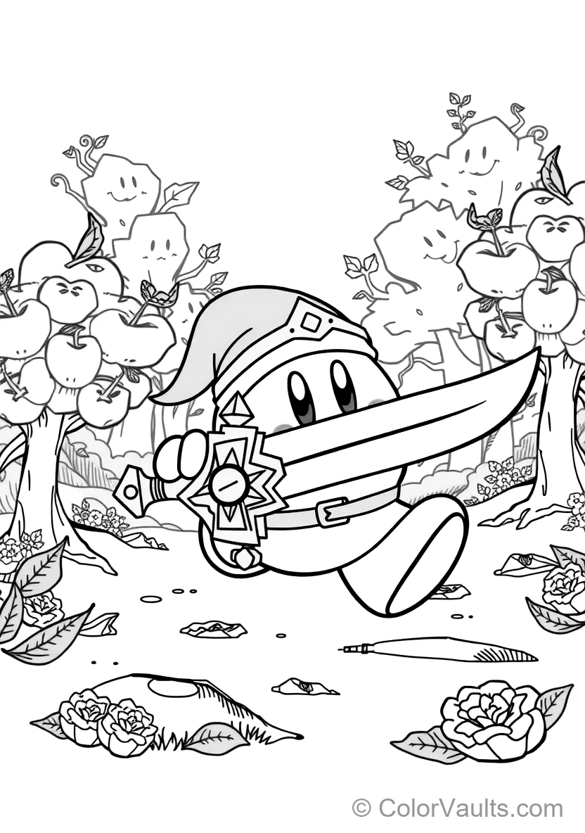 Sword Kirby Wearing a Green Elf Cap and Wielding a (Scene 17)