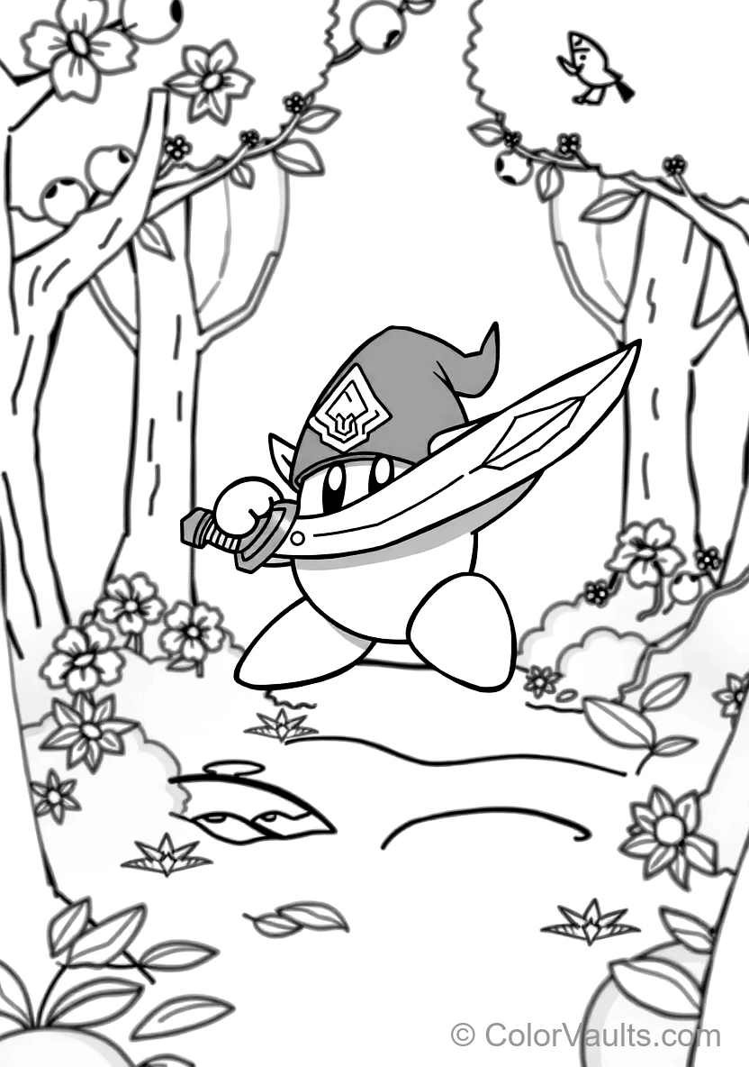 Sword Kirby Wearing a Green Elf Cap and Wielding a (Scene 19)