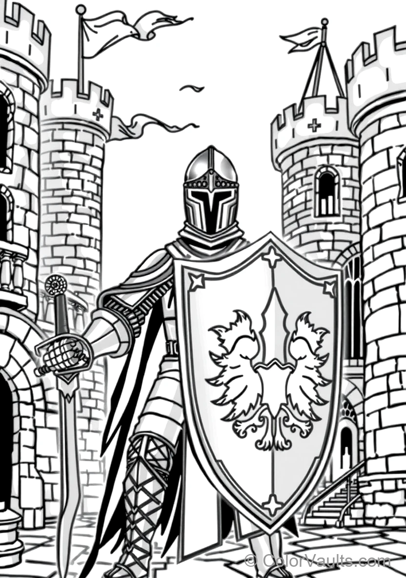 Knight Kneeling to Receive Knighthood from King