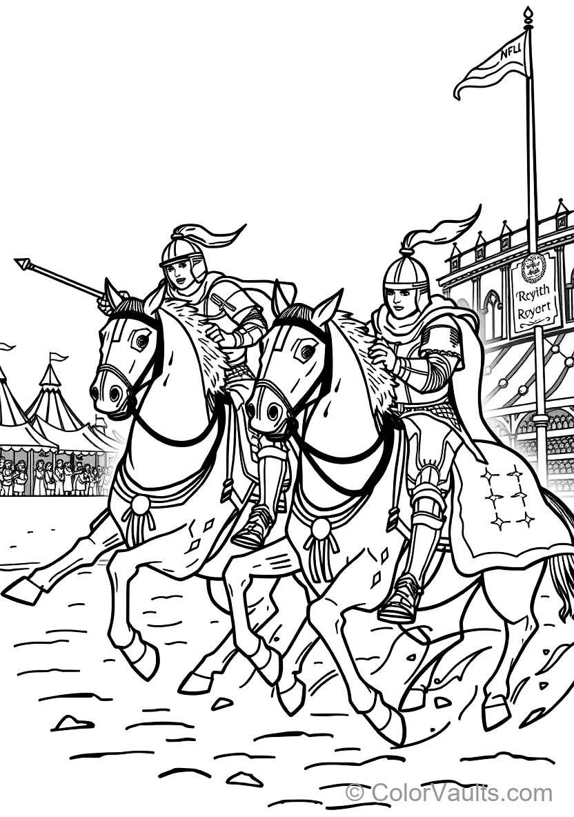 Medieval Knight on Armored Warhorse in Jousting Tournament (2)