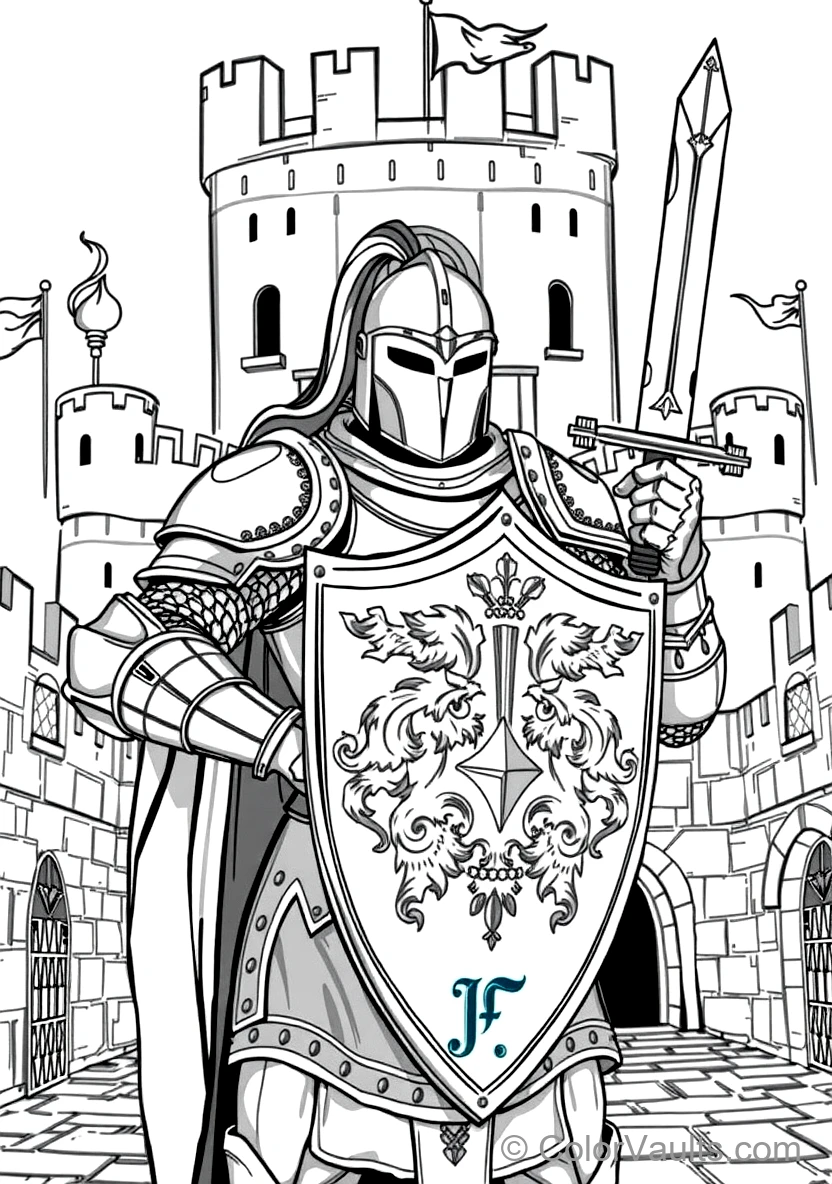 Royal Knight Guarding the Stone Castle Gatehouse (2)
