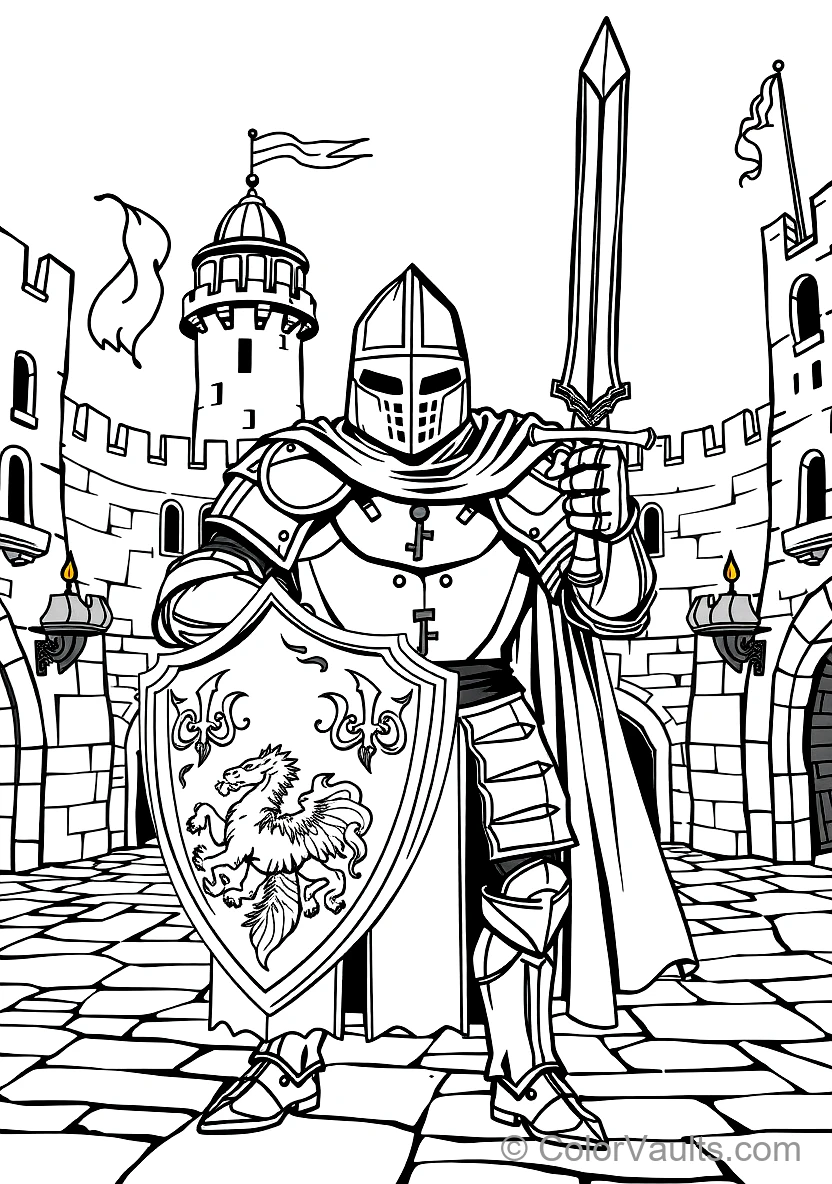 Medieval Castle Great Hall avec Royal Banners et Shields (2)