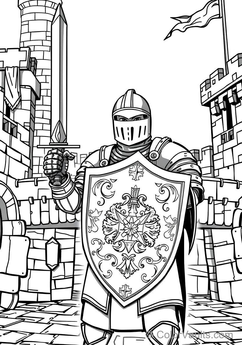 Mounted Knight avec Flying Pennant Banner et Lance (2)